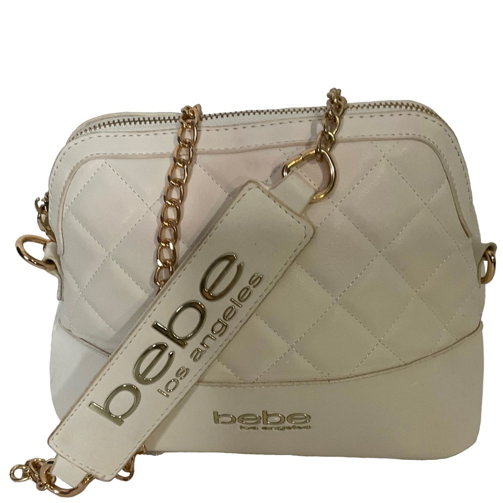 Bebe Los Angeles 90s dome-shaped crossbody bag; quilted with a gold chain strap.
